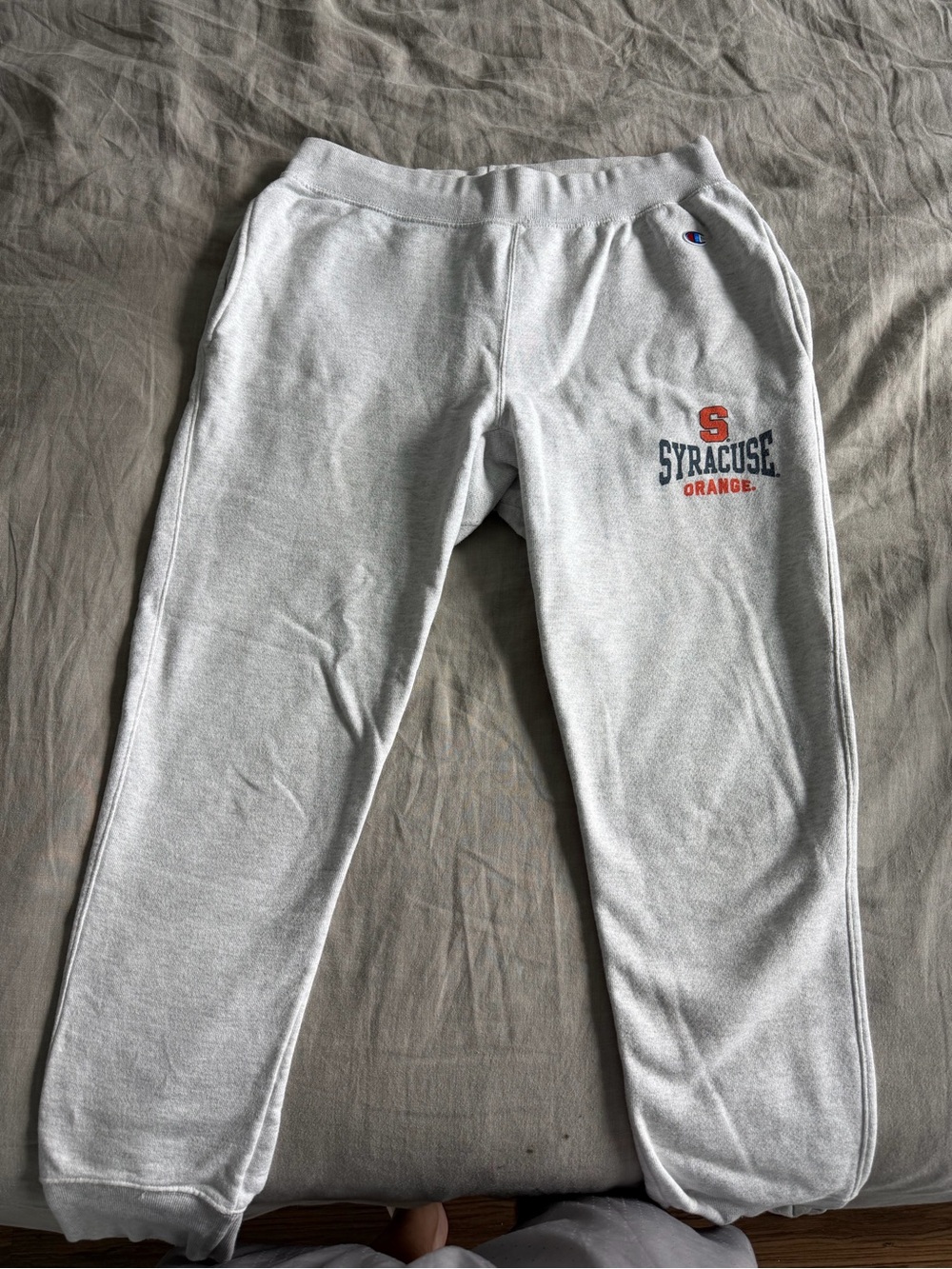 Champion Gray Sweatpants with Orange Syracuse Logo